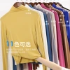 Women's spring and autumn fashion thin solid color pile neck round neck T-shirt with modal cotton inside in stock details Picture